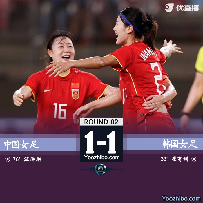 中国女足1-1战平韩国女足